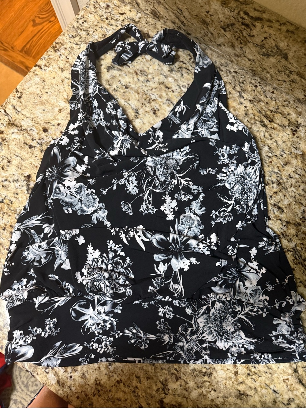 Soma Black & White Floral Halter Swim tankini